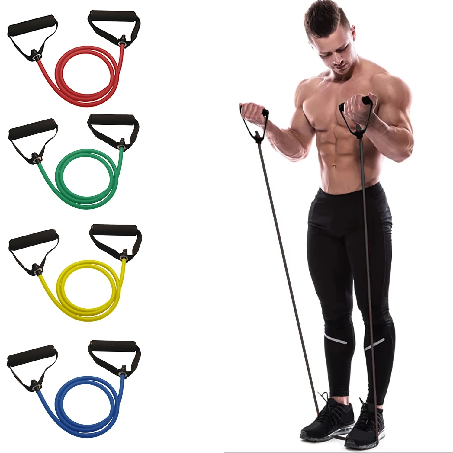 Sports Equipment At Home - Эспандеры с ручками, ленты для упражнений,